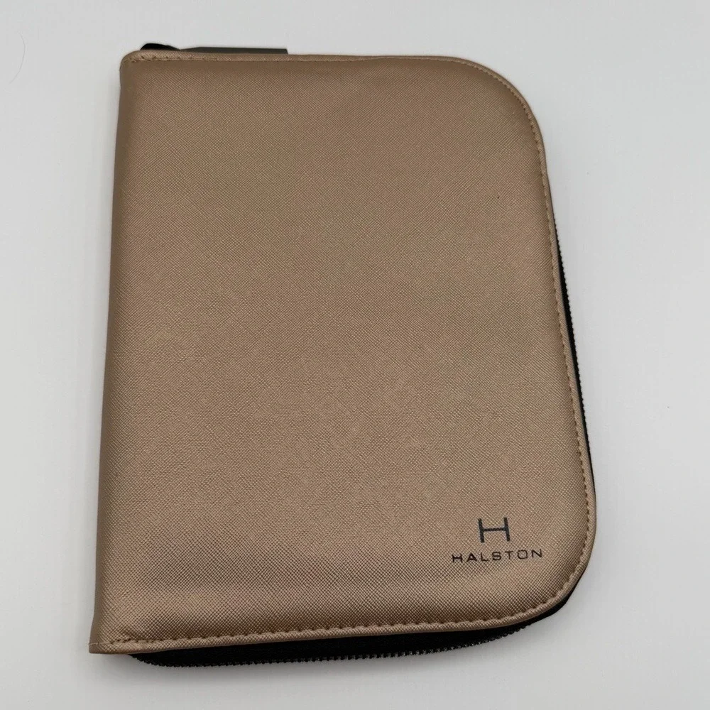 Halston Zip Around Travel Jewelry Organizer Case Faux Leather Storage Portfolio
